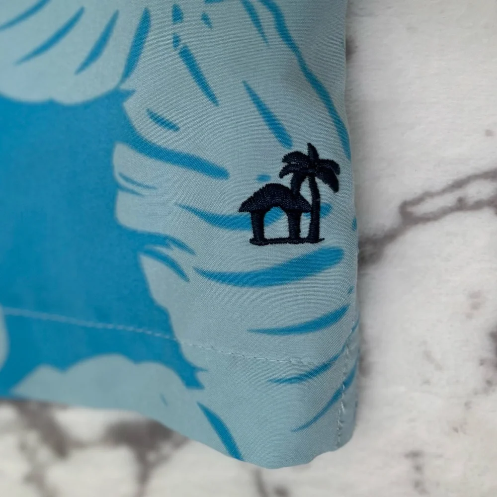 CARRIBEAN JOE Hawaiian Shirt Men's XL Blue Floral Print Lightweight Comfort - Picture 6 of 8